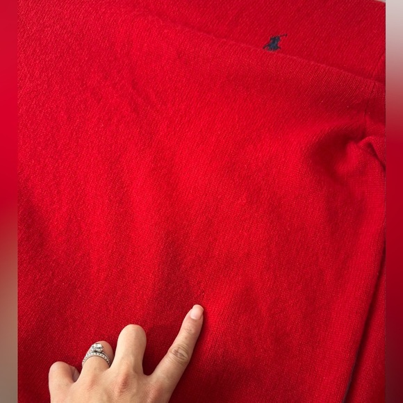 Polo‎ Ralph Lauren Red 100% Wool V-neck Pony Sweater Pullover Size Large Unisex - Picture 6 of 8